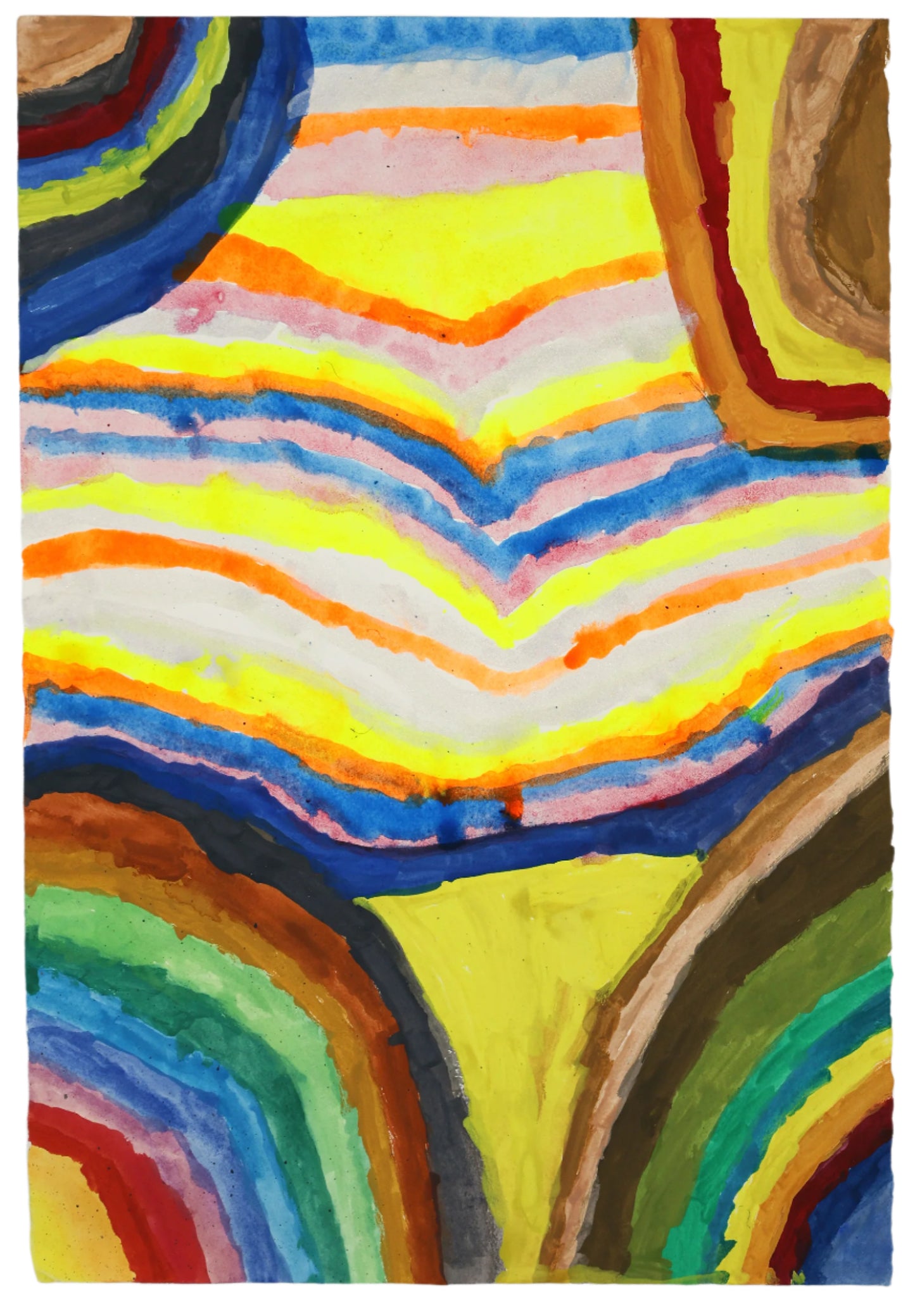 Colorful abstract art with wavy patterns on a textured surface