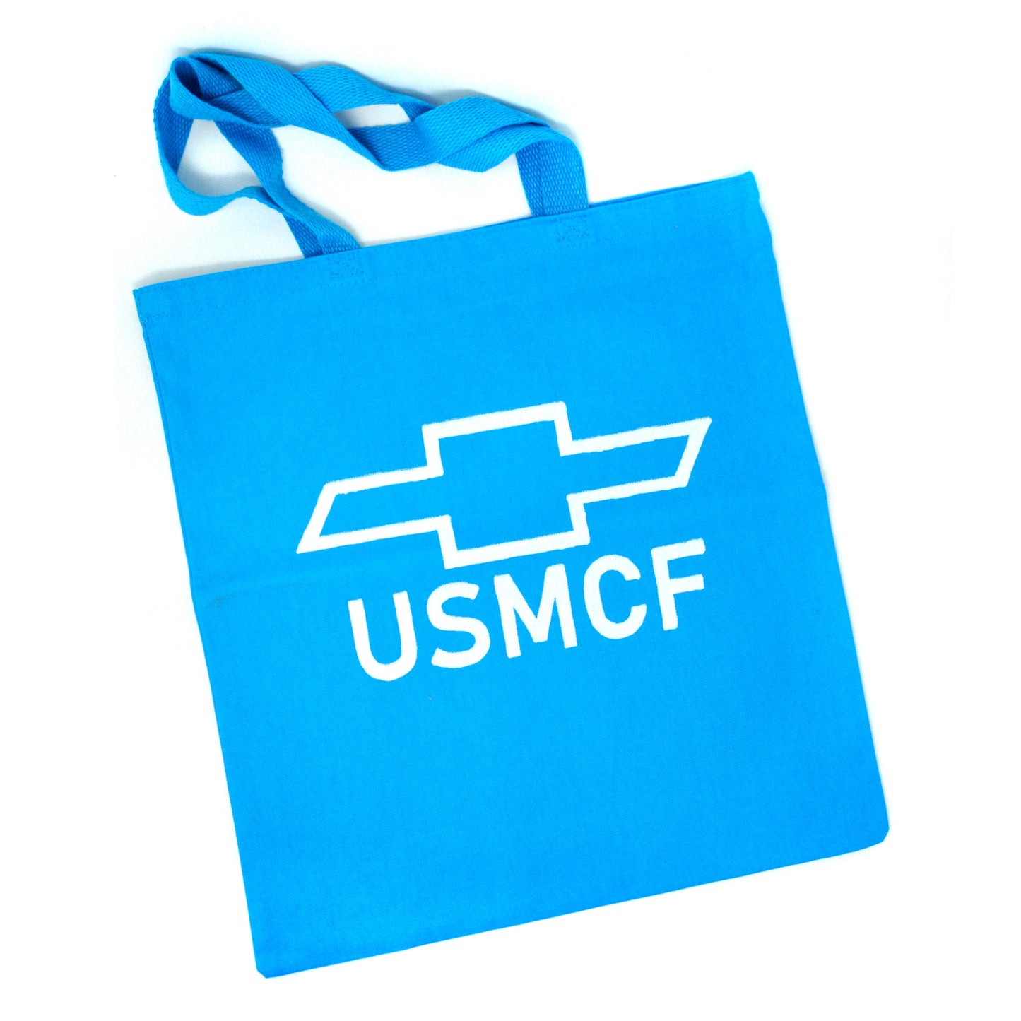 Bolsa de mano: USMCF (blanco sobre azul)