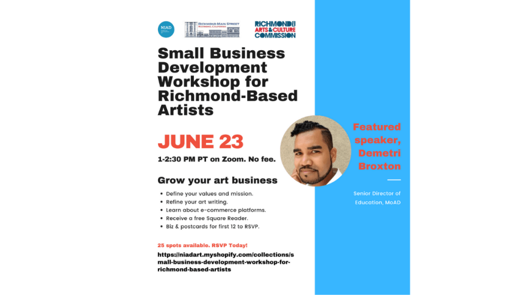 Poster for Small Business Development Workshop for Richmond-Based Artists