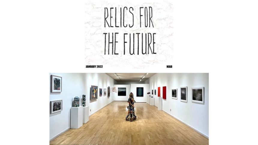 an installation shot of Relics from the Future installed in NIAD Art Center's galleries.