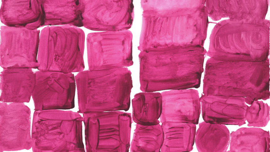 pink watercolor squares stacked on top of each other on white paper
