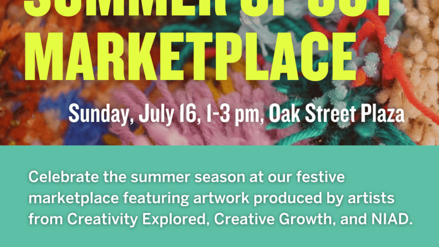 a graphic advertising OMCA's summer of joy marketplace event